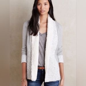 Anthropologie Saturday Sunday Ambrose Knit Open Front Sherpa Collar Card…